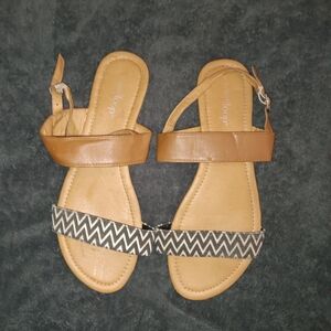 West Loop Tan and Gray Sandals